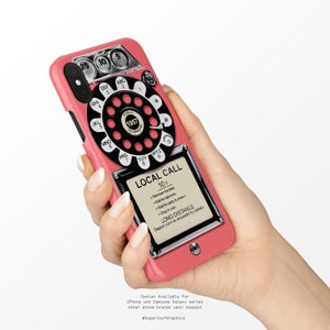 Custodia per telefono con quadrante rotante retrò, custodia per iPhone rosa corallo salmone, custodia per Samsung in stile anni '50, custodia per telefono hipster, custodia Google NFS
