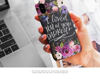 Funda para teléfono Romanos 5:8 - Diseño inspirador "Te amé, el más oscuro"