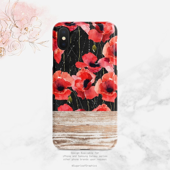 Red Poppy Phone Case: Floral Design With Barn Wood Detail (multiple Models) - Etsy Red Poppy Phone Case: Floral Design With Barn Wood Detail (multiple Models) - Etsy
