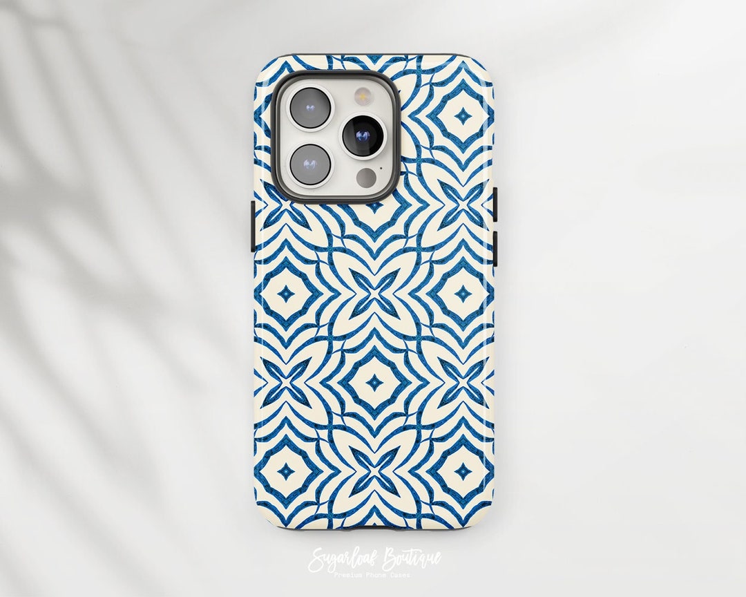 Tile Phone Case Blue Moroccan Tile Phone Case: Slim or Tough Styles - Etsy