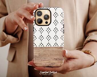 Funda para teléfono con estampado de madera: estilo lunares (ajuste fino, brillante o mate)