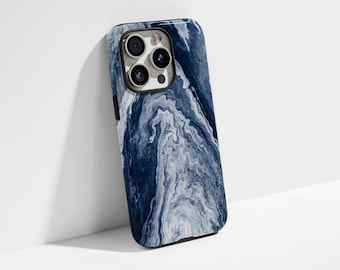 Dark Blue Marble Phone Case: Slim or Tough Protective Cover