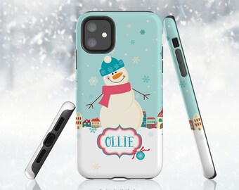 Personalized Snowman Phone Case: Winter Design, Slim or Tough