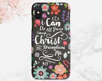 Bible Verse Phone Case Philippians 4:13 Scripture Design