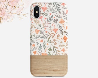 Phone Case: Boho Floral Leaf Design - Slim or Tough Protection