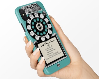 Funda giratoria retro para teléfono, estilo años 50 (compatible con iPhone, Samsung y Pixel)