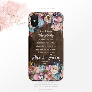 花柄クリスチャンスマホケース、エレミヤ書29章11節（光沢仕上げまたはマット仕上げ）