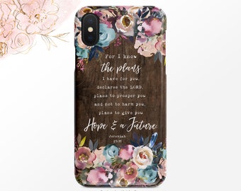 Jeremiah 29:11 Christian Quote Bible Verse Phone Case For I Know The Plans I Have For You iPhone Case Wood Grain Google Pixel iPhone 13 case