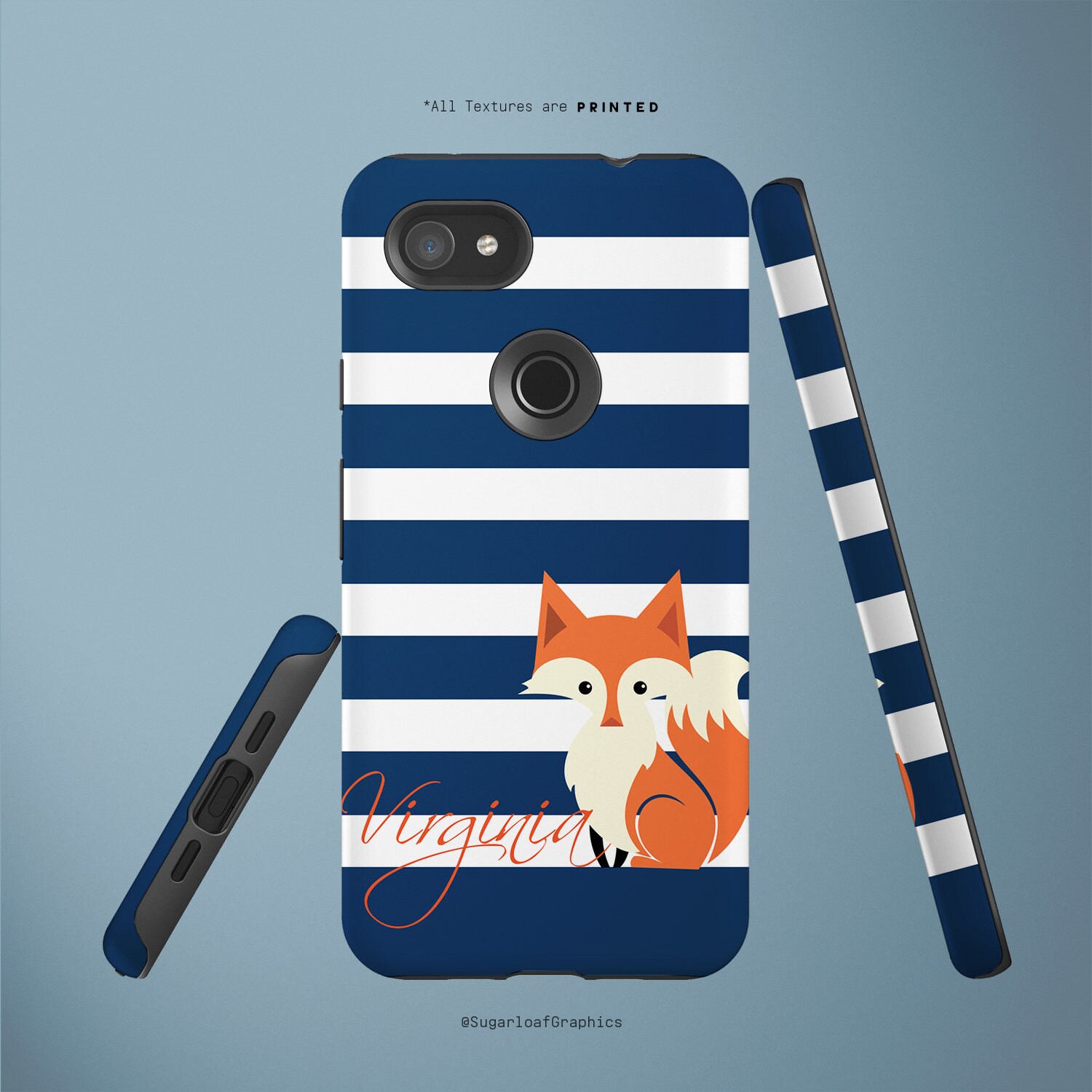 Fox iPhone Case - Orange Navy Blue Stripes, Glossy or Matte - Etsy