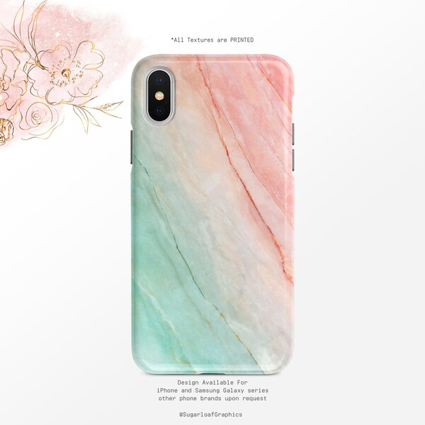 Watermelon Pink and Minty Green Marble Phone Case iPhone Case Samsung Case    Google  Nfi