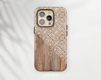 Funda para teléfono: Diseño de azulejos marroquíes de madera - Ajuste fino, brillante o mate