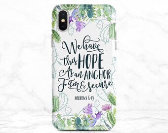 Hebrews 6:19 Bible Verse Phone Case We Have This Hope As An Anchor Tropical Cactus iPhone Case Samsung Case  Google  Nfi