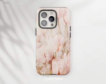 Pink Tulips Phone Case, Floral Art, Pastel Style (Slim Fit)