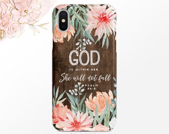 Psalm 46:5 Phone Case God Is Within Her She Will Not Fall Bible Verse iPhone Case Christian Quote Wood Grain Google   Nfi