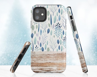 Phone Case: Floral Wood Design - Slim or Tough with Glossy Matte Finish