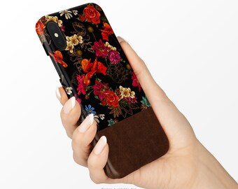 Flower Art Phone Case With Printed Leather Pattern iPhone Case Samsung Case    Google  Nfs