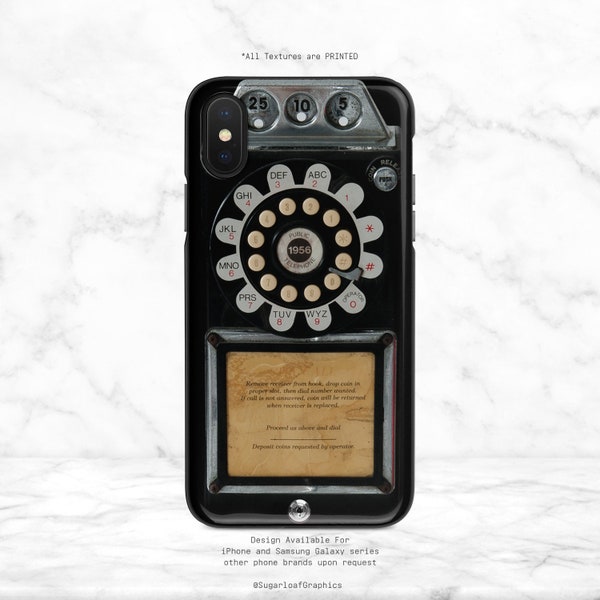 Retro Payphone Rotary Dial Phone Case 1950s Black iPhone Case Retro Vintage Style Samsung Case Hipster Phone Case Google   Case Nfi