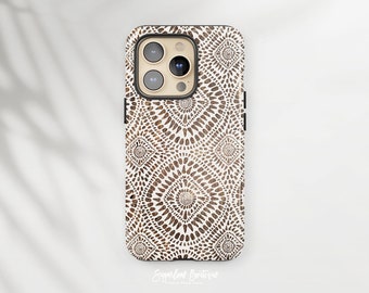 Funda para teléfono étnica tribal - Corte ajustado con arte bohemio en madera