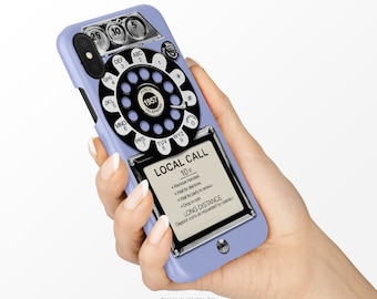 Pastel Purple Retro Phone Case: Rotary Dial Design, Slim or Tough