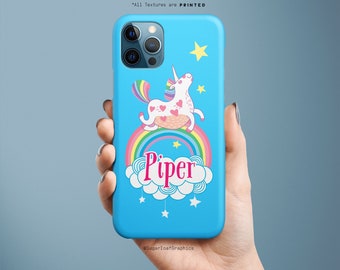 Pink Fluffy Unicorns Dancing On Rainbows Phone Case Personalized iPhone Case Blue  iPhone X Case iPhone XR Case iPhone XS Case Nf