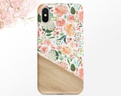 Pink Rose Peony Hydrangea Floral Pattern Barn Wood iPhone Case Samsung Case    Google  Nfi