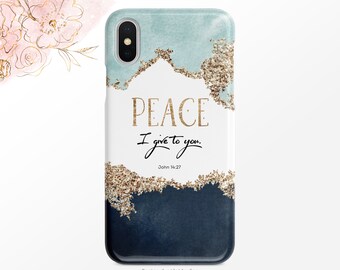 Peace Bible Verse Phone Case, Gold Glitter (Slim & Tough Styles)
