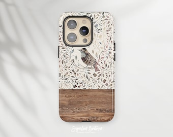 Funda para teléfono: Diseño de pájaro de madera bohemio - Ajuste delgado, mate o brillante
