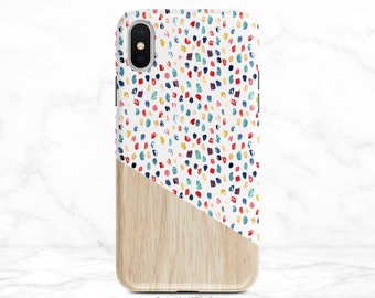 Polka Dot Phone Case: Colorful Brush Stroke Design (Glossy or Matte)