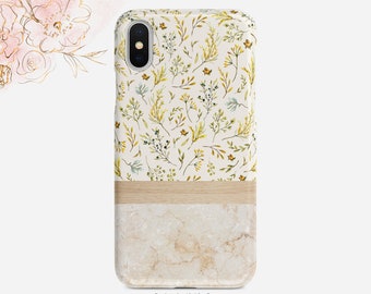 Colorful Floral Pattern Phone Case Leaf Pattern Wood Grain and Marble Print iPhone Case Samsung Case  Google  Nfi