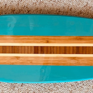 Surfboard Coastal Beach House Plaque in Surf Green. Add you finishing touches 23”x7”