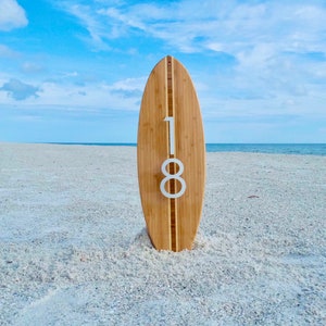 Address Number Sign Surfboard Coastal Beach  in Clear Finish.