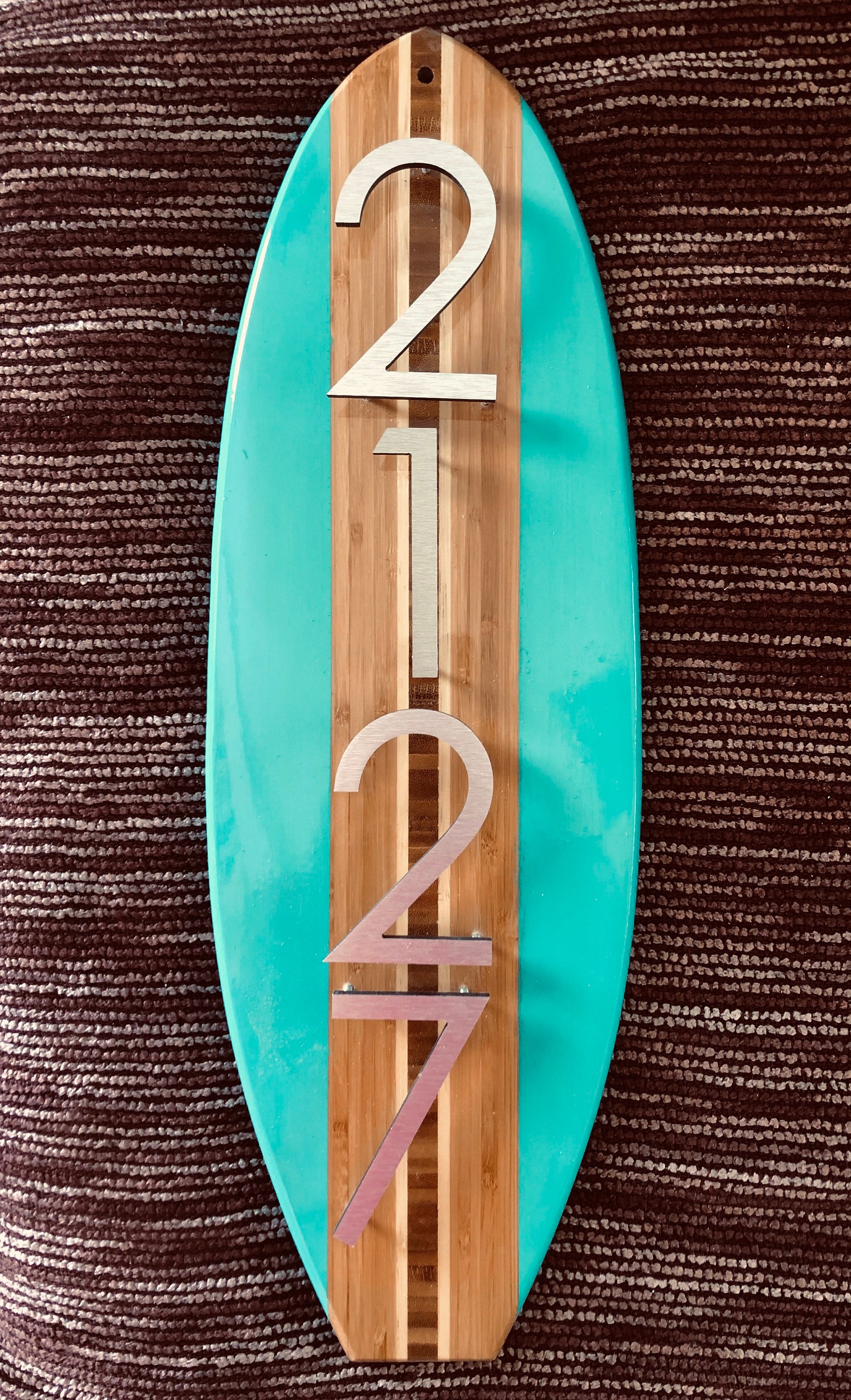 Surfboard House Number Plaque in Seaform Green Etsy