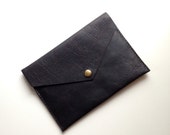Leather Device Sleeve • Black Buffalo Envelope Clutch • Padded Lining