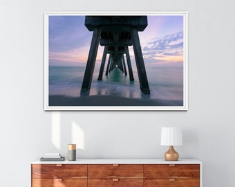 Sunrise Pier Photography Printable Art, Fishing Pier Wall Decor, Beach Pier Coastal Art, Dock Print, Jetty Digital Download #022