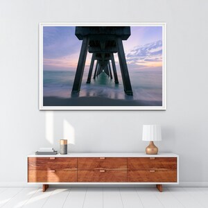 Sunrise Pier Photography Printable Art, Fishing Pier Wall Decor, Beach Pier Coastal Art, Dock Print, Jetty Digital Download #022