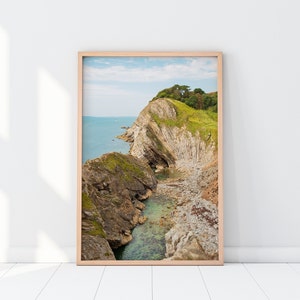 Jurassic Coast Stair Hole Travel Print, England United Kingdom Printable Art, Dorset Photography, Lulworth Cove, Digital Download #057