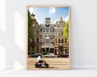 Amsterdam Scooter Photography, Netherlands Print, Modern Travel Wall Art, Europe Poster, Architecture City Digital Download #048