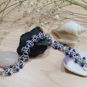 Chainmaille Bracelet Handmade with Beads