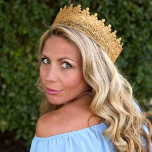 Full Size Gold Crown - Ivy - Gold Crown - Lace - Toddler - Adult - Baby - Cake Smash - Photography Prop - Birthday - 21st - 30th - 40th