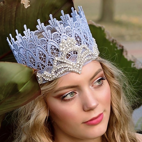 Glenda The Good Witch Silver Lace Crown with Crystals - Glinda - Lace Crown - Halloween - Toddler - Adult - Photo Prop - Wizard of Oz