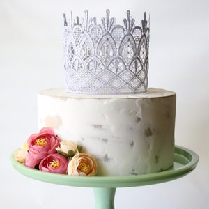 Cake Topper Princess Lace Crown Emma Silver Cake Topper Gold Photography Prop Cake Smash Mini Birthday image 1