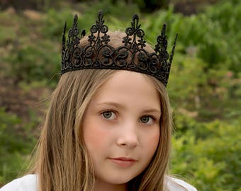 Black Lace Crown Queen - Quinn - Lace Crown - Maleficent - Adult - Toddler - Princess - Photo Props - Birthday - Regal - Evil - Goth