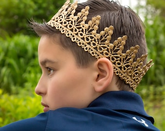 Unisex Full Size Gold Lace Crown - Kane - Photography Prop - Toddler to Adult - Birthday