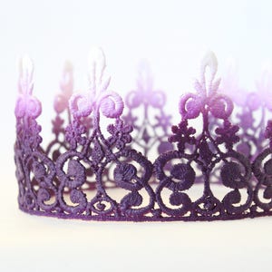 Purple Ombre Lace Crown - Full Size Quinn - Purple + White Crown - Photography Prop - Birthday - Cake Smash - Toddler to Adult