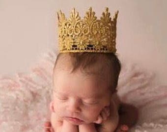 Gold Crown for Newborn Baby - Chloe - Gold Crown - Headband - Princess - Fairy - Tiara - Birthday - Princess - Photography Prop