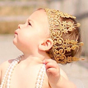 King Queen Gold Princess Crown Quinn Princess Crown Full Size Adult Baby Toddler Tiara Birthday Cake Smash Photo Prop image 5