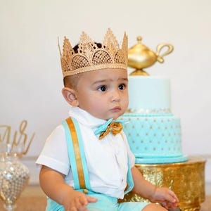 Prince First Birthday Crown Boy - Adeline - Birthday Crown - Full Size - Photography Prop - Unisex - Cake Smash - Prince Charming