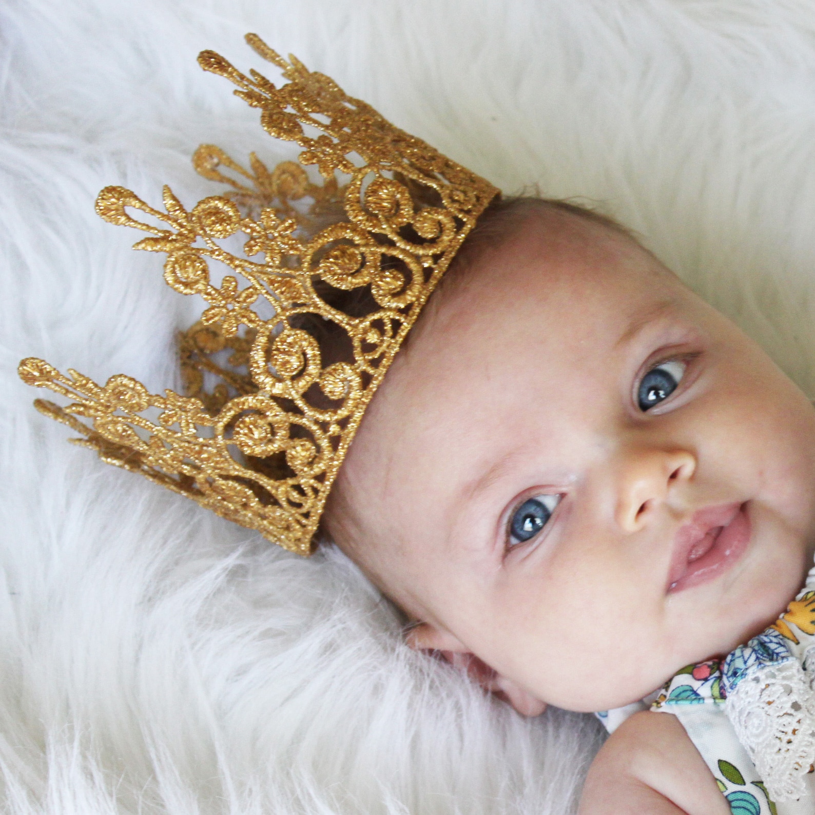 Newborn Baby Queen Lace Crown Quinn Lace Crown Gold Etsy