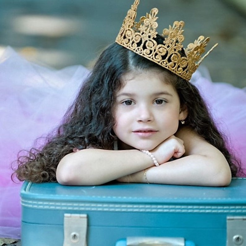 King Queen Gold Princess Crown Quinn Princess Crown Full Size Adult Baby Toddler Tiara Birthday Cake Smash Photo Prop image 4