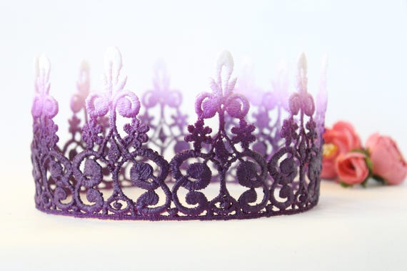 Purple Ombre Lace Crown Full Size Quinn Purple White Etsy